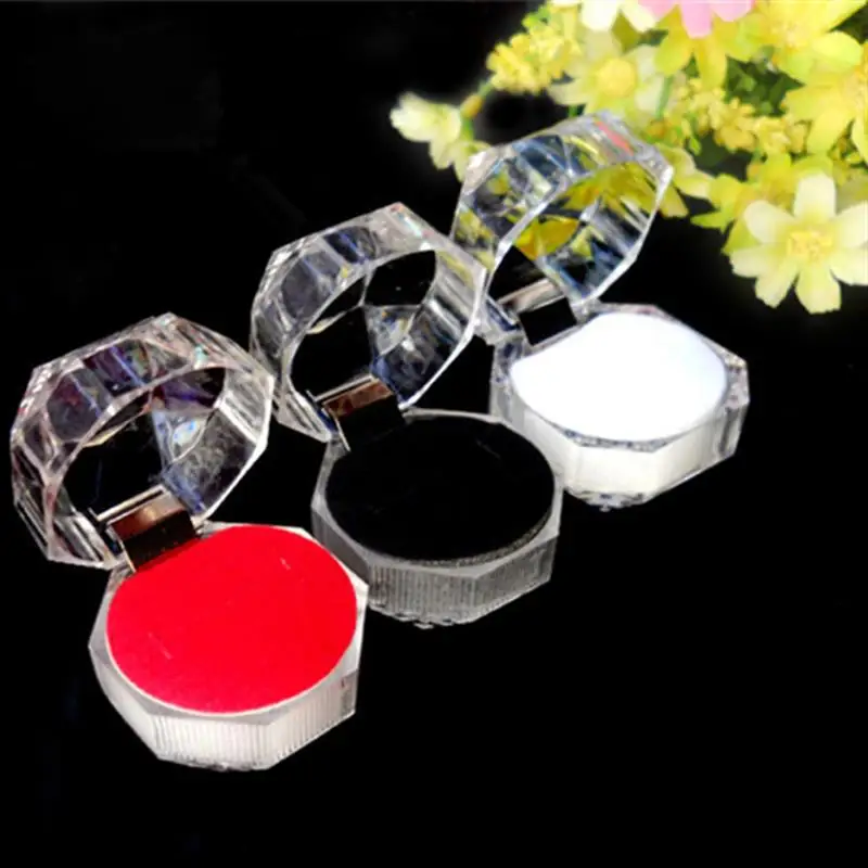 

1/5/10pcs Ring Box Jewelry Package Acrylic Transparent Wedding Packaging Gift Case Earring Box