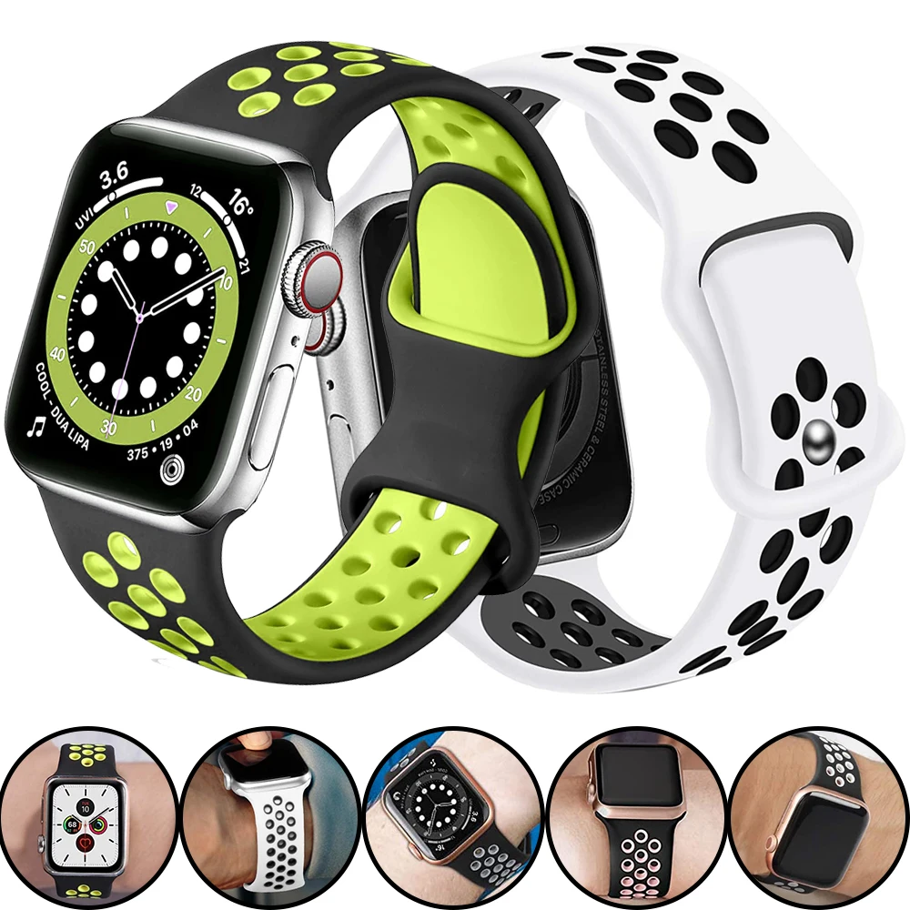 

Ремешок силиконовый для Apple Watch Band 44 мм 40 мм 45 мм 41 мм 38 мм 42 мм 49 мм iWatch Series 7 8 Ultra 6 SE 5 4 3