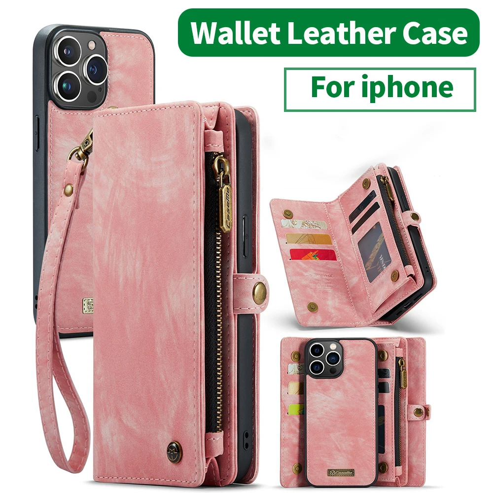 

2in1 wallet Phone Flip Case For iphone 14 Pro Max Lanyard Leather Case Apple 14 Pro Business Protective Cover 14 plus 14promax