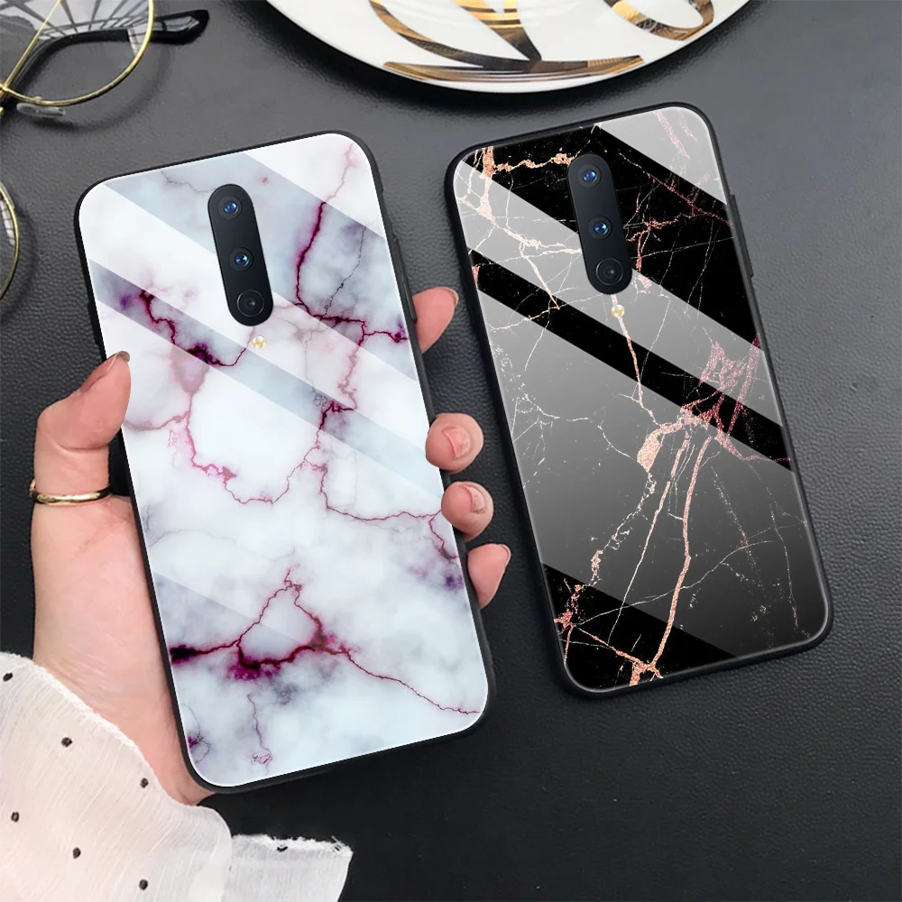 

Marble Tempered Glass Phone Case For OnePlus 9 Pro Fundas For Oneplus 9R T 5G Bumper Oneplus 7T 7 8 Pro 8T Nord N100 10 Covers