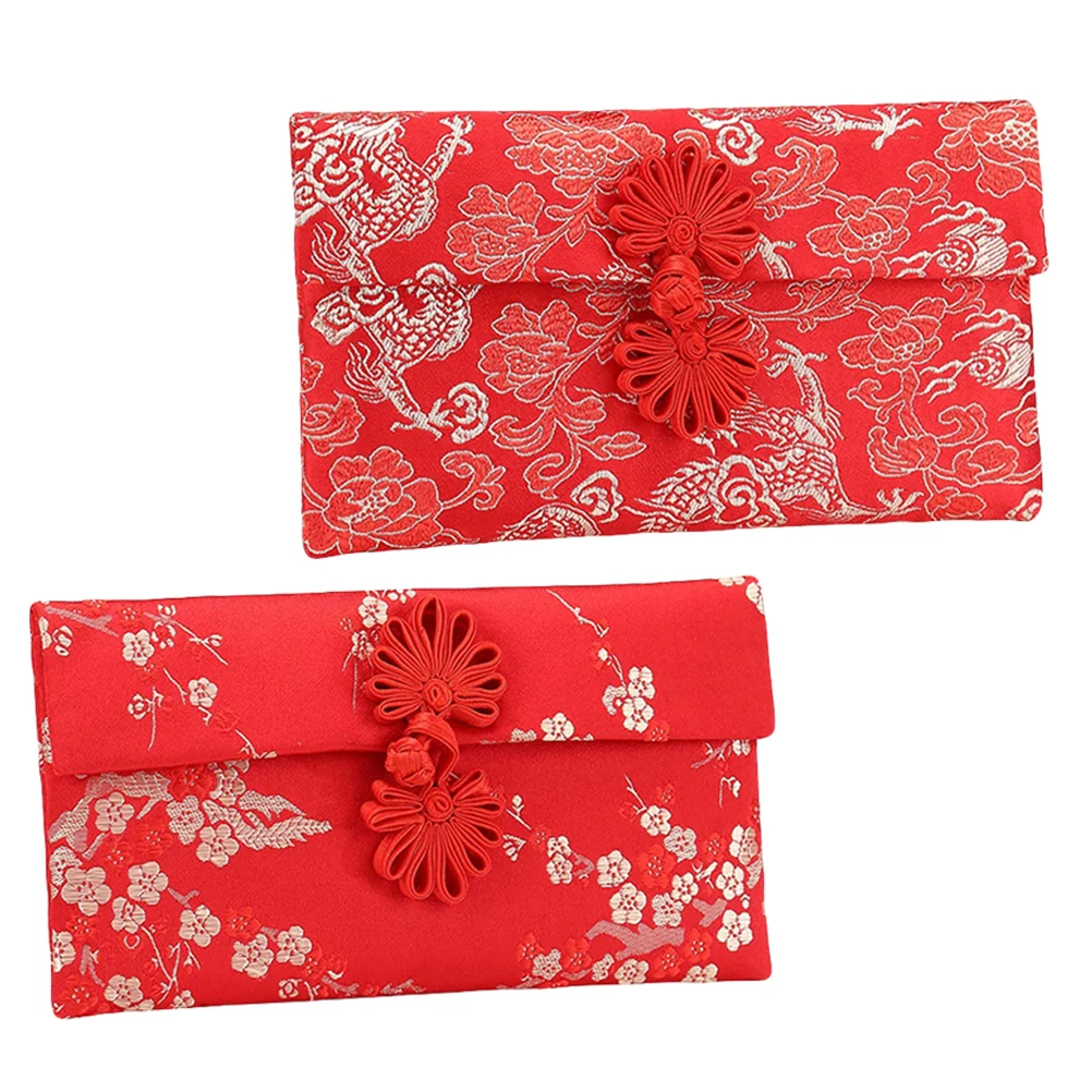 

2pcs Exquisite Fashionable Red Envelopes Brocade Envelope Red Packets for Wedding Party New Year