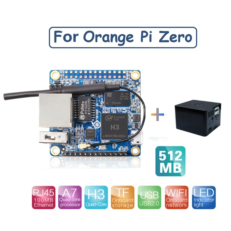 

For Orange Pi Zero 512MB Allwinner H3 Development Board With Protective Case Support Android Ubuntu Debian OS