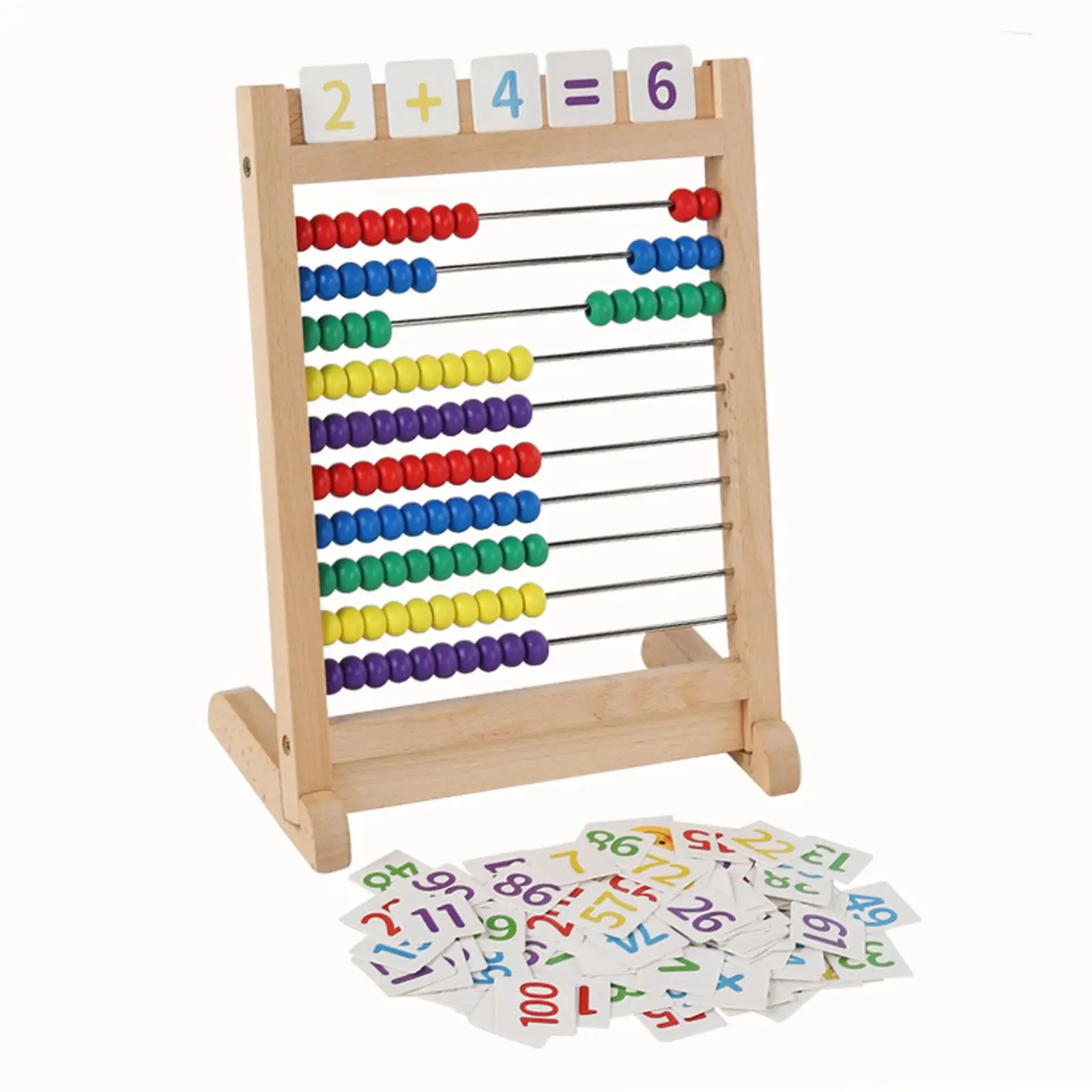 

Classic Wooden Abacus Educational Toy Ten Frame Set Math Manipulatives for Boys Girls