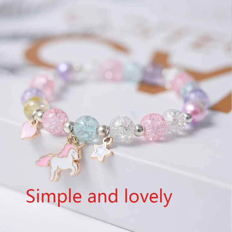 

2023 simplicity Cute Popcorn beads Bracelet Friendship Glass Bracelets For Girls Star Moon Cloud Flower Jewelry Accessories gift