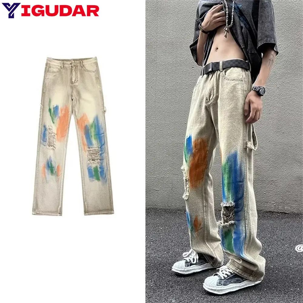 

Wide Leg Cargo Pants 2023 Streetwear Baggy men Jeans Spring Autumn Men Korean Fashion Loose Straight Male Brand Clothing Black
