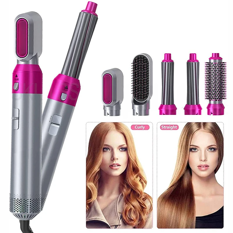 

New Hair Dryer Brush 5 In 1 Hair Straightener Brush Negative Ion Blower Curling Dryers Hot Air Wrap Comb Salon Hairdressing