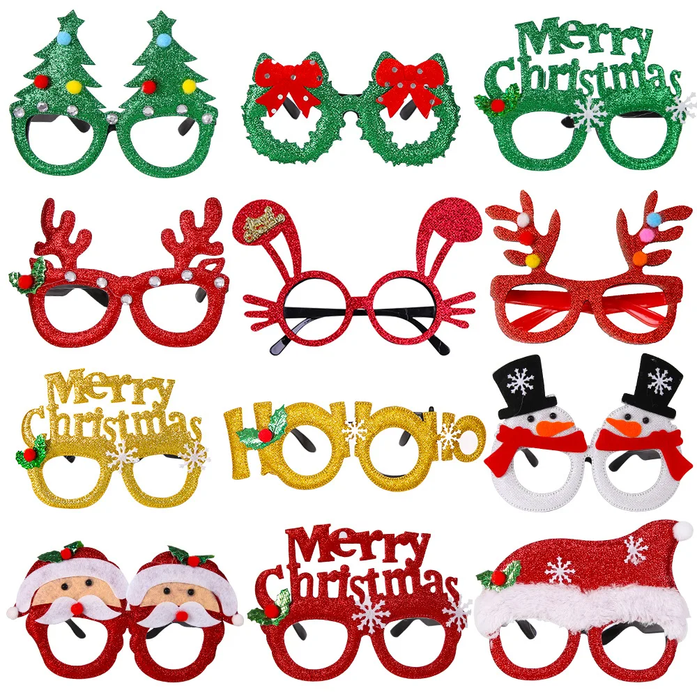 

Christmas Party Eyeglasses Funny Frames Xmas Costume Santa Snowman Paper Eyewear for Adults Kids Holiday Photos Booth Favors