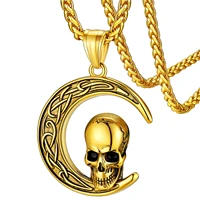 chainspro stainless steelgoldblack plated cool skull jewelry with norse viking runes pendant necklace for men woman cp778
