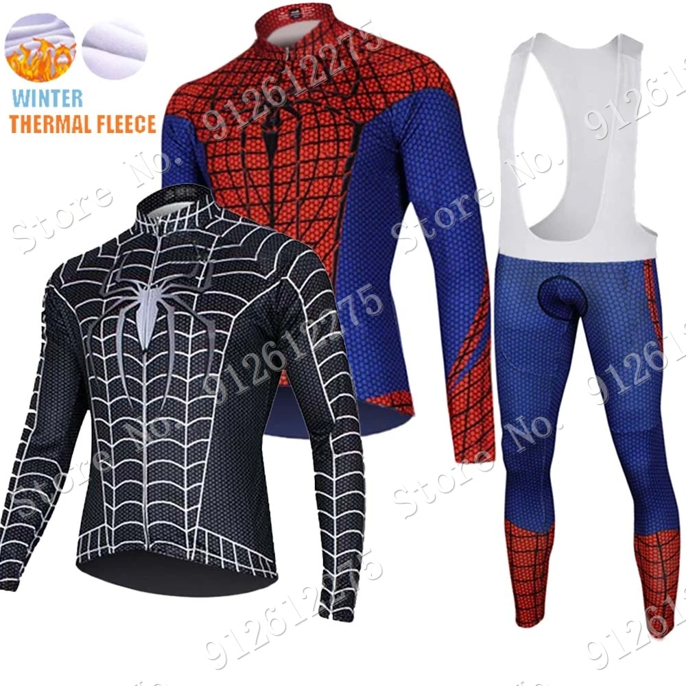 

Cartoon Anime 2022 Spider Cycling Jersey Set Winter Cycling Man Clothing Road Bike Suit Bicycle Tops Pants BIb Maillot Culotte