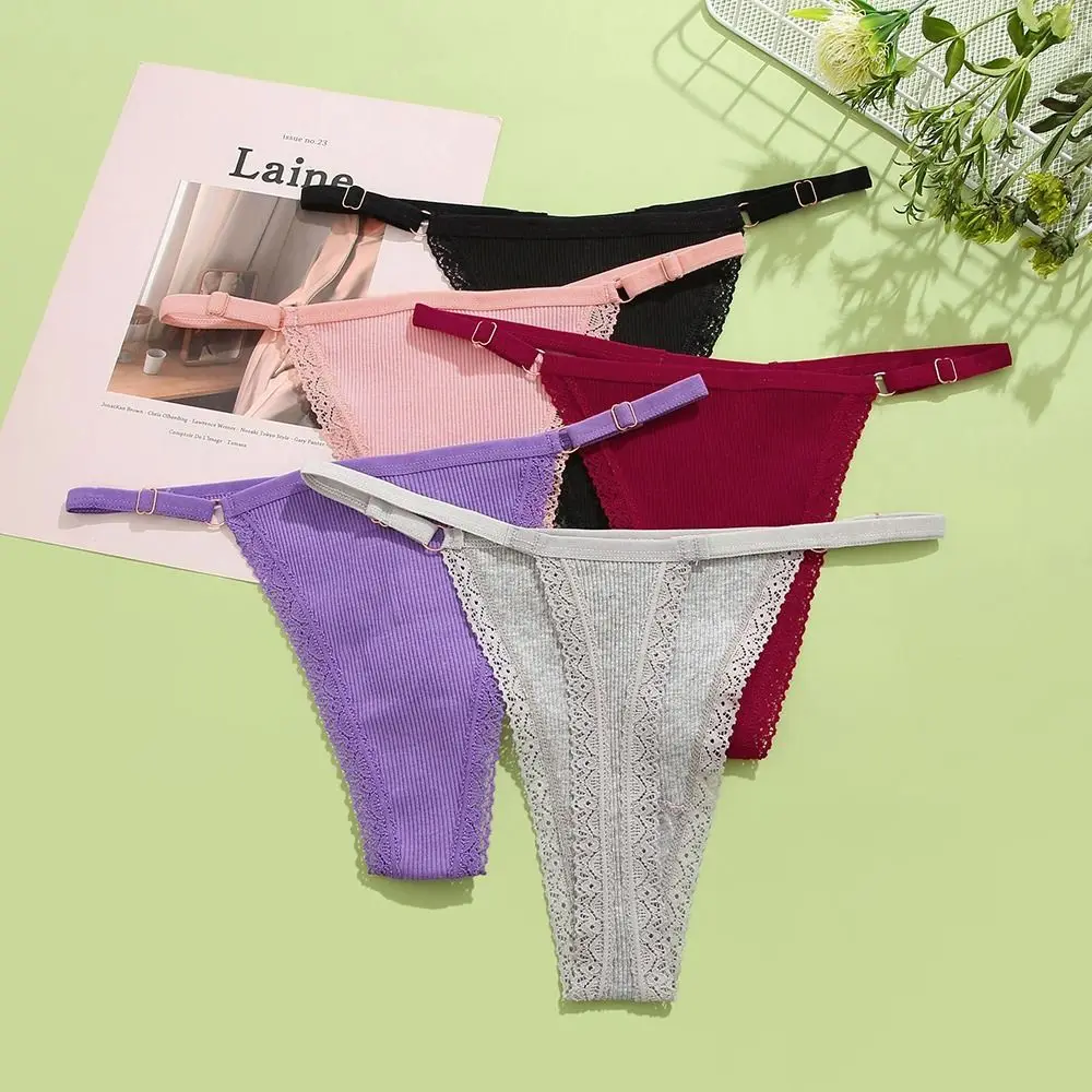 Нижнее белье для девушек и женщин с низкой талией хлопковые кружевные трусики
