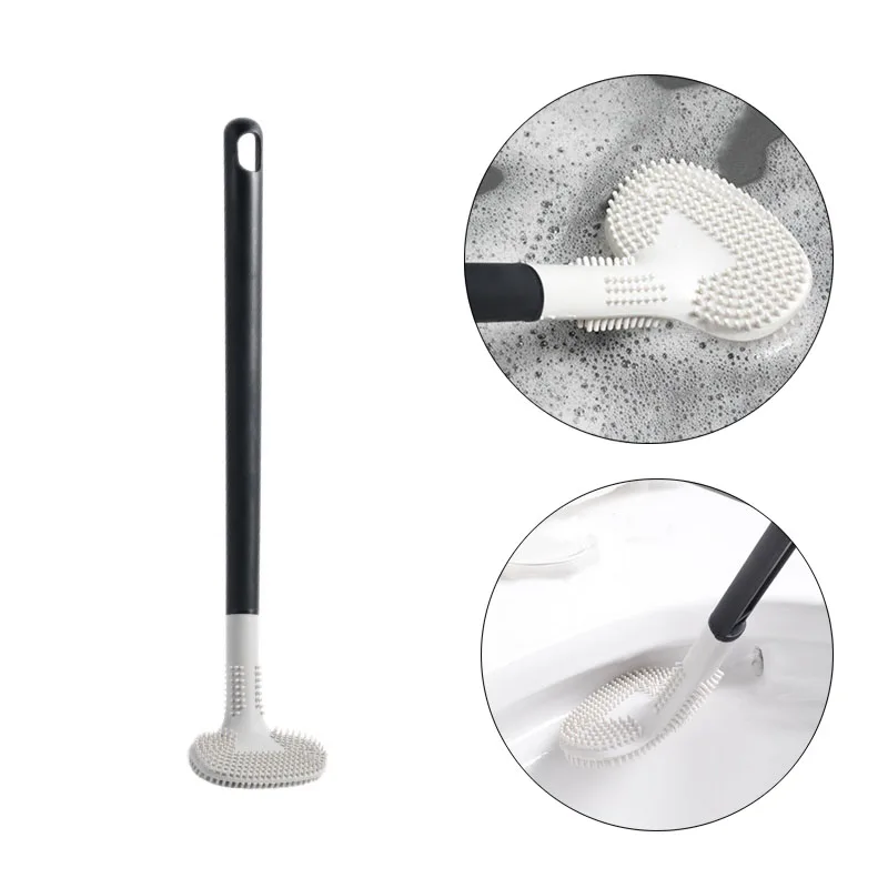 

Силиконовая щетка для унитаза, гибкая мягкая щетка для чистки туалета с длинной ручкой, аксессуары для ванной комнаты