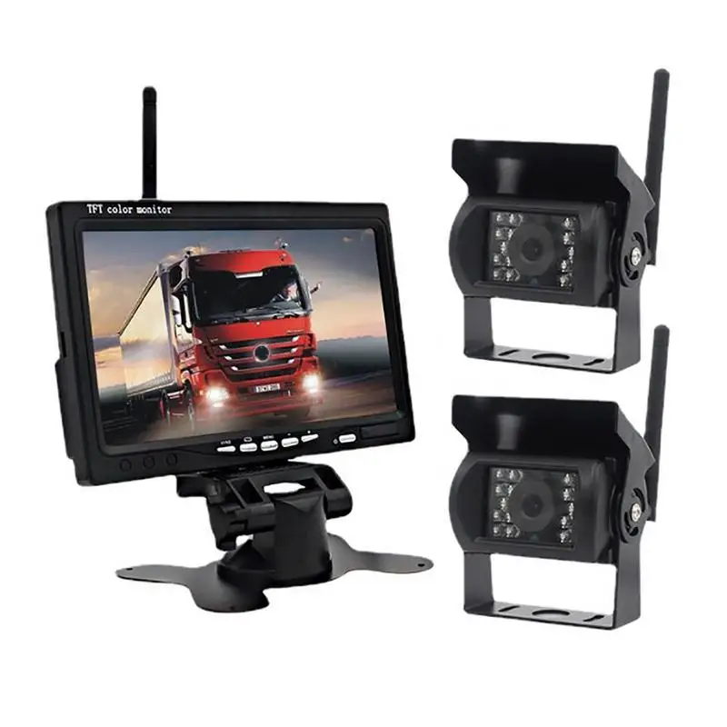 

Reversing Camera Wireless HD LCD Vehicle Rear View Monitor 7 Inch Recording Car Monitor 2 Video Inputs Full Color Display Camera