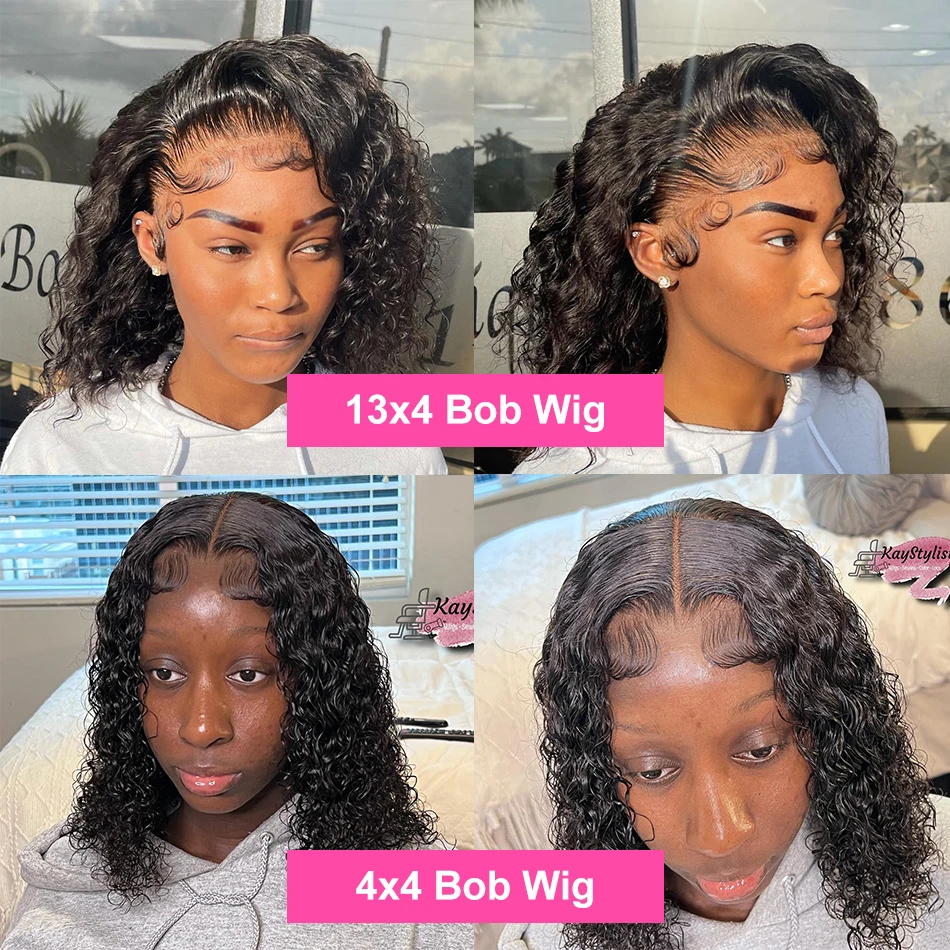 Бразильские парики с глубокой волной на сетке спереди Боб предварительно