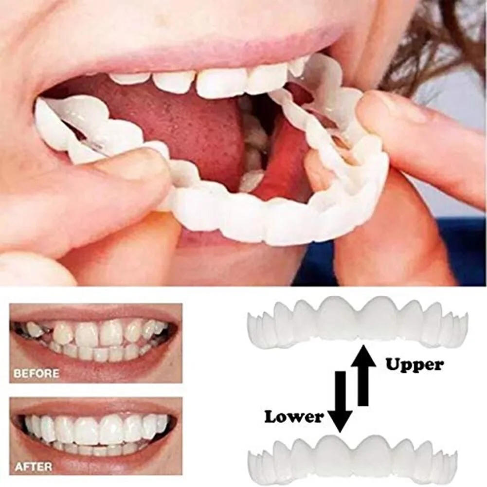 

Верхние и нижние искусственные виниры для идеальной улыбки, удобные гибкие стоматологические протезы, зубная паста, зубы, Whit