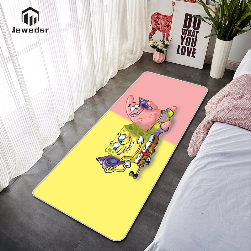 

S-Spongebobs Kitchen Floor Mat Kawaii Entrance Door Mats Absorbent Bathroom Rug Balcony Decorations Carpet Doormats Welcome Home