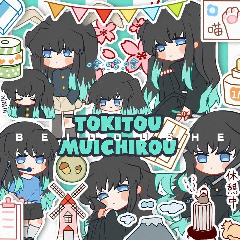 

Anime Demon Slayer Kochou Shinobu Tanjirou Inosuke Cute Glitter Refrigerator Luggage Sticker Paster Phone DIY Scrapbook Decal