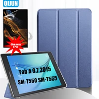 case for samsung galaxy tab a 9 7 2015 flip tablet smart wake cover stand give away protective film 2 pcs for sm t550 sm t555