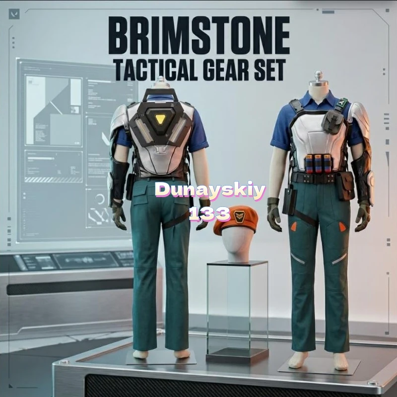 Фото Полный косплей-костюм VALORANT Brimstone: 3D-реквизит и униформа для карнавала, Хэллоуина и ролевых игр №1
