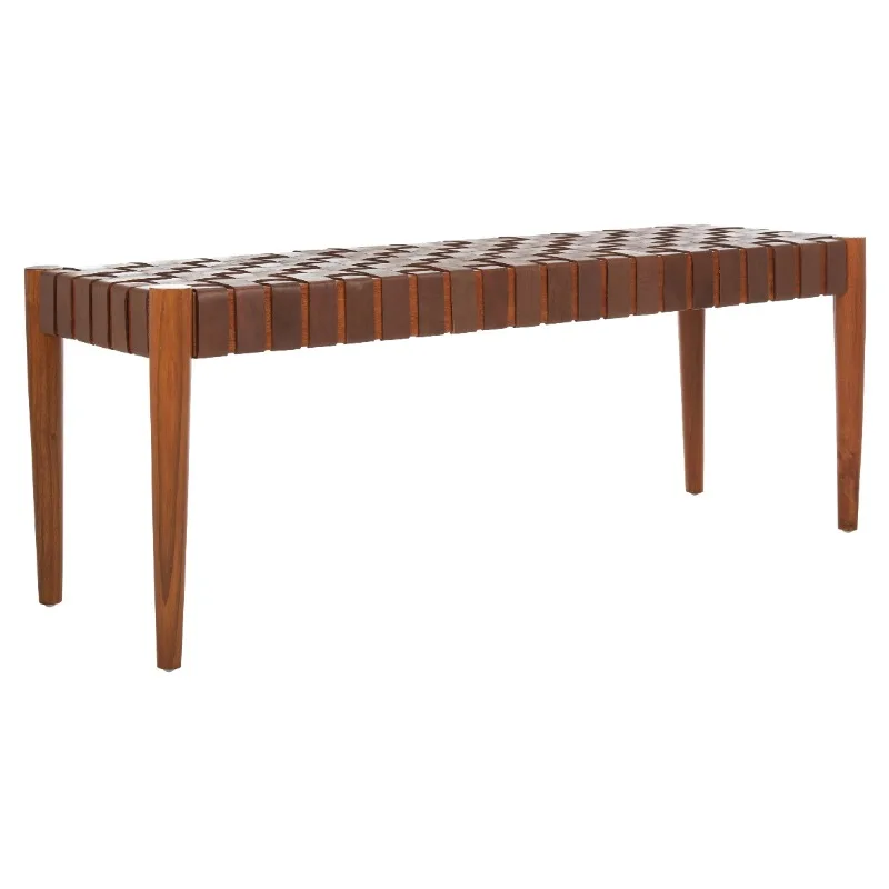 

Safavieh Amalia Contemporary Glam Leather Weave Bench