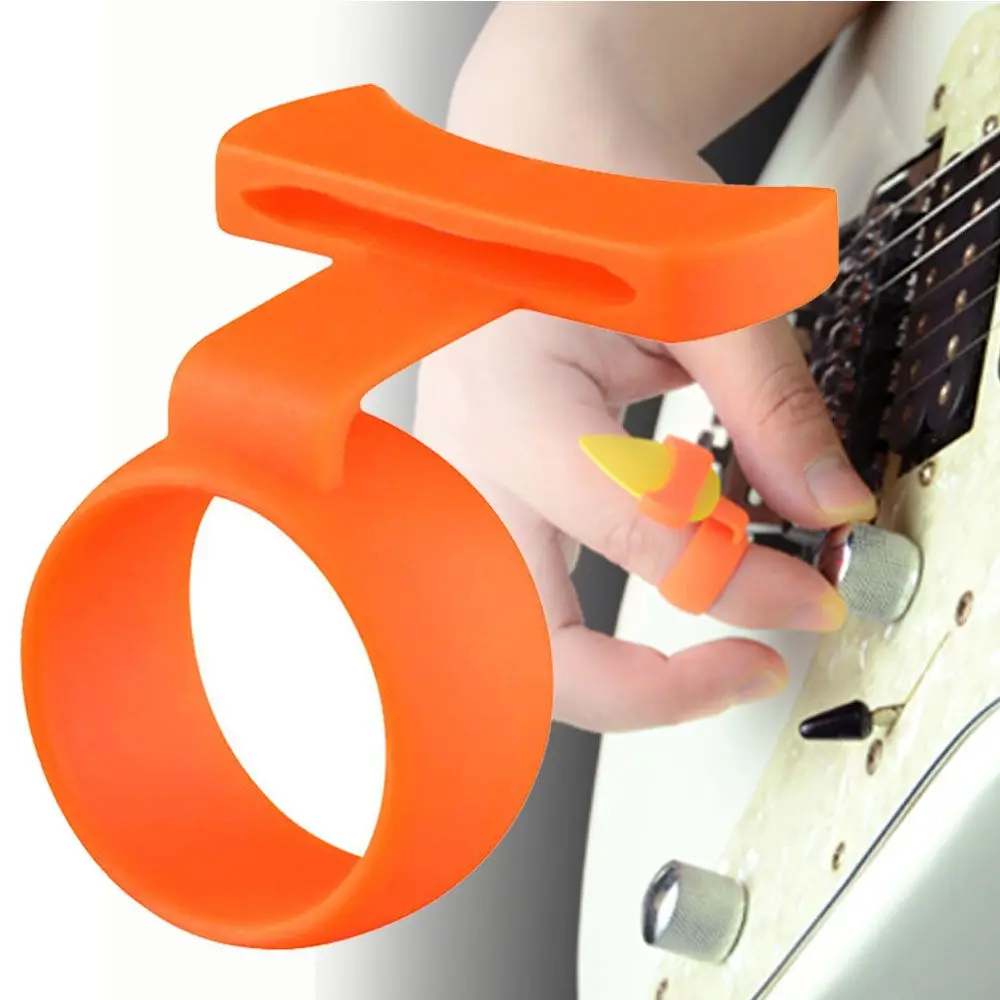 

Guitar Picks Holder Finger Cover with 3pcs Picks Folk Acoustic Guitar Auxiliary Artifact Strumming Electric Non-slip Storage