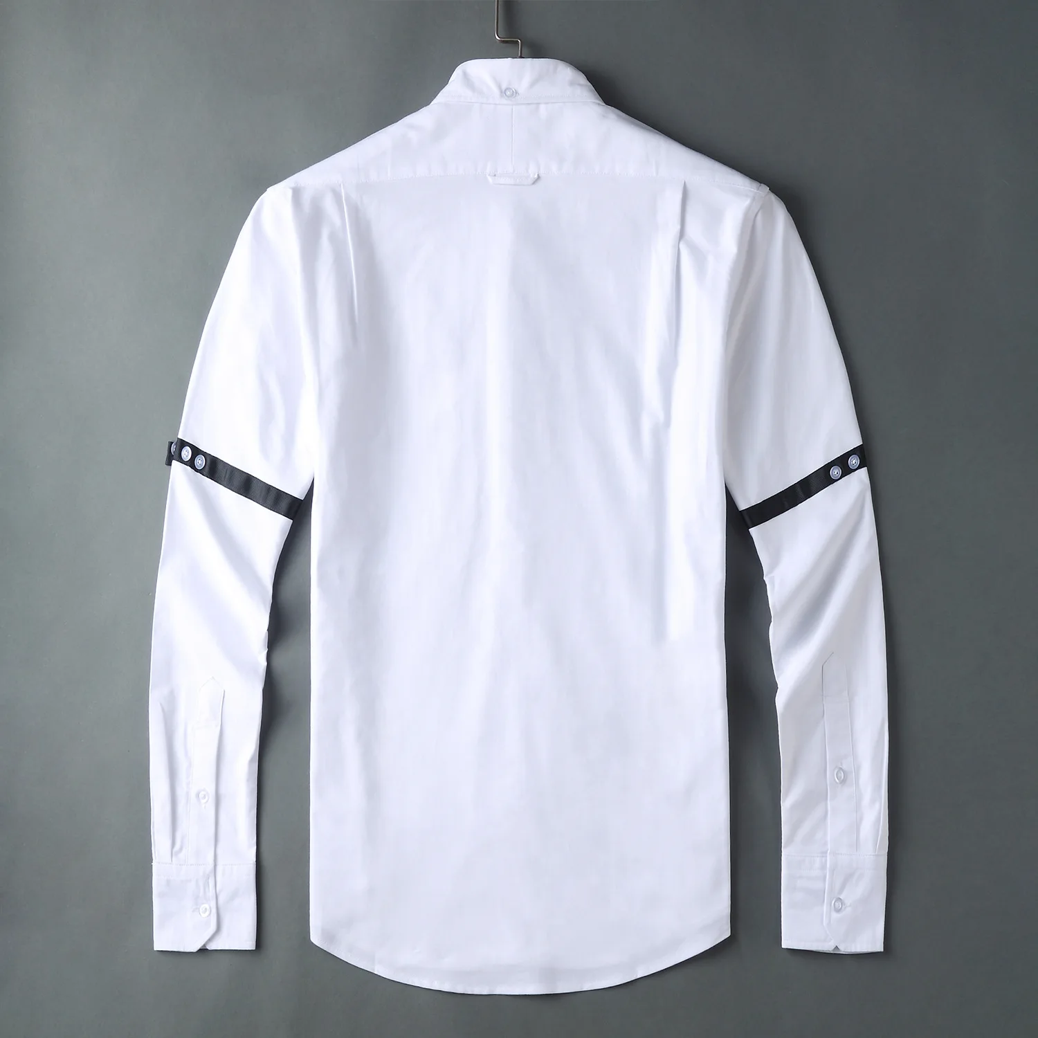 TB Shirts Men New Shirts Black Striped Men Slim Long Sleeve Casual Shirt Turn Down Collar Oxford White Men's Clothing