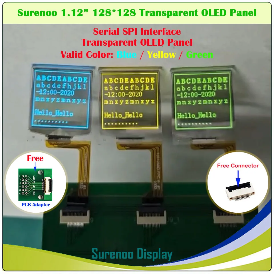 Настоящий прозрачный OLED-дисплей 1 12 дюйма 128*128 128X128 128128 Графический