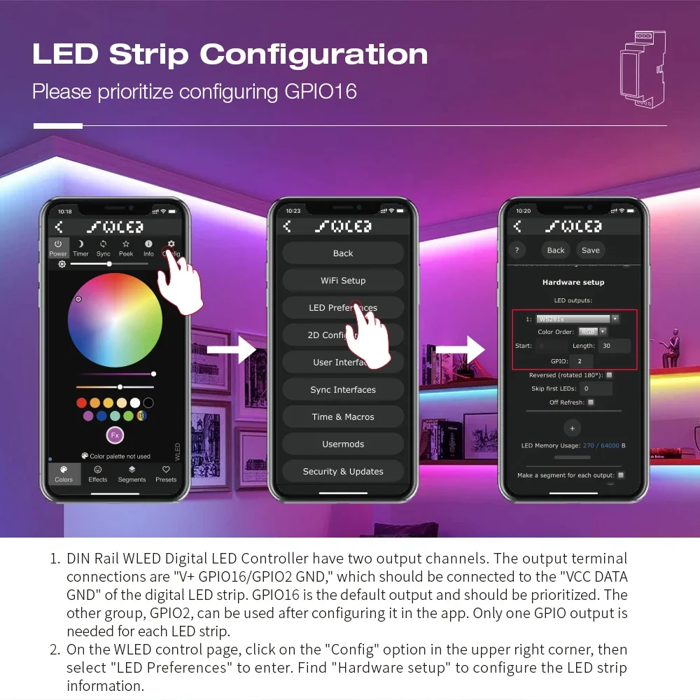 LED-контроллер GLEDOPTO на Din-рейку с микрофоном