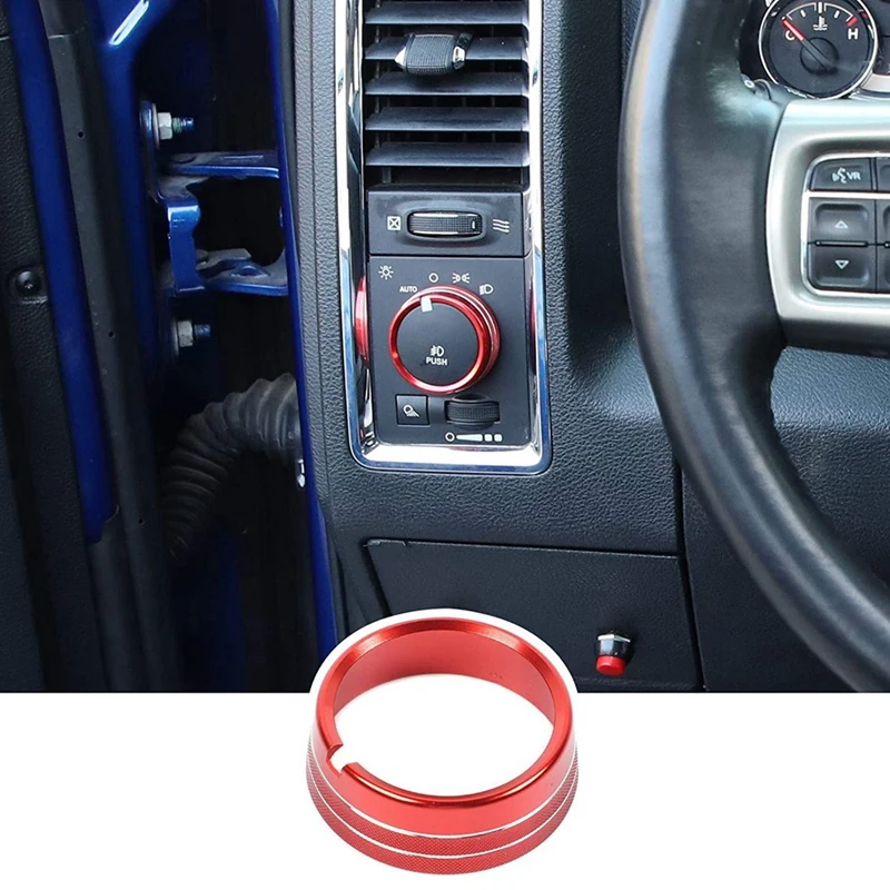 

Кнопка переключения фар, ручка, кольцо, отделка крышки, алюминиевое украшение для аксессуаров Dodge RAM 2010-2017, красный