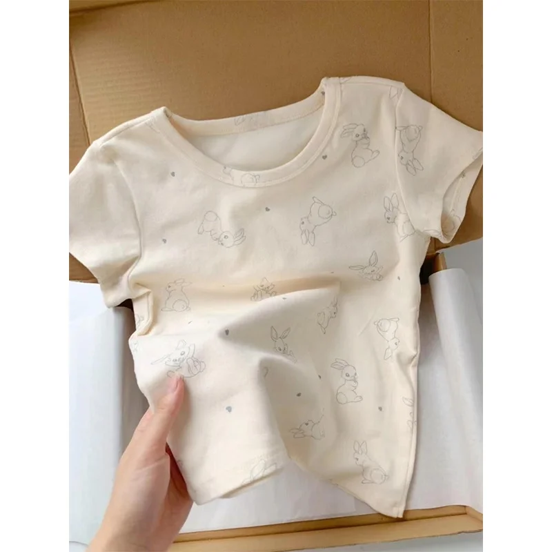 Футболка из чистого хлопка с короткими рукавами Design Sense женская летняя короткая