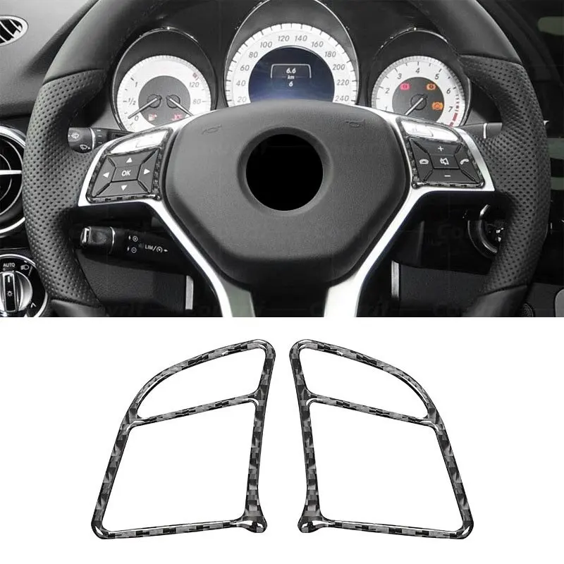 

Interior Carbon Fiber Cover Car Steering Wheel Button Frame Decorative Stickers For Mercedes-Benz GLK X204 2008-2015 Accessories