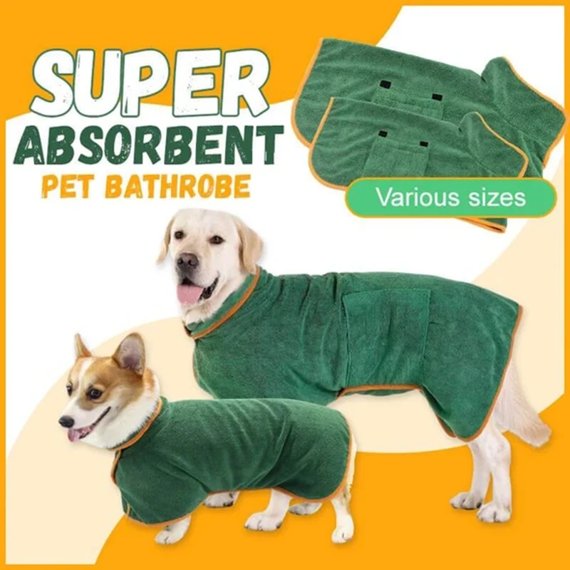 

Dog Bathrobe Towel Soft Super Absorbent Bath Robe Drying Moisture Pajamas For Dog TN88