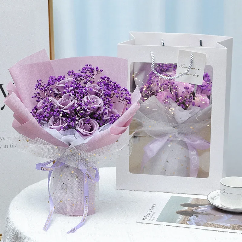 

Свадебный букет невесты, букет подружек невесты, искусственный цветок, букет из 9 роз, Гипсофила, сухие цветы, свадебные искусственные цветы