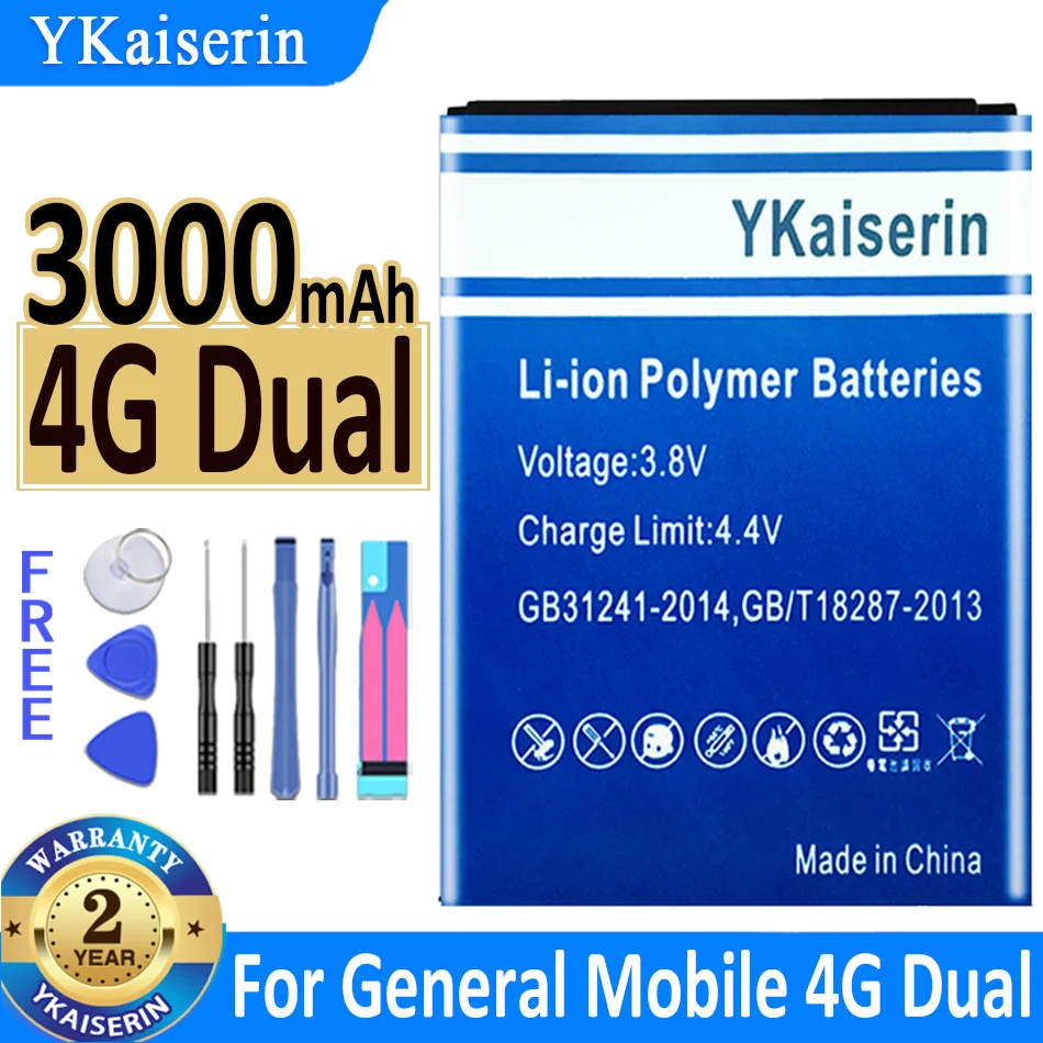 

YKaiserin Battery For General Mobile 4G Dual GM4G Android One Cell/Discovery GM6 Mobile G004/GM 5 PLUS 5PLUS Batterij Free Tools