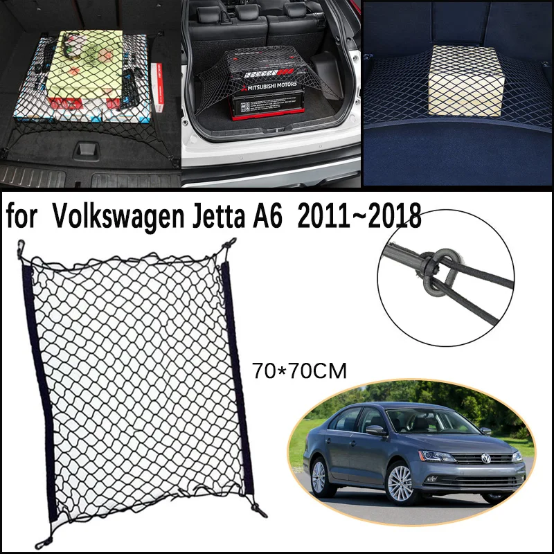 Car Trunk Network Mesh for Volkswagen VW Jetta A6 5C6 Mk6 2011~2018 Luggage Fixed Elastic Storage Cargo Net Organize Accessories