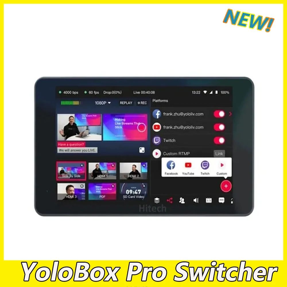 YOLOLIV YoloBox Pro Портативный мультикамерный кодировщик/переключатель/монитор и рекордер одновременная потоковая трансплатформа