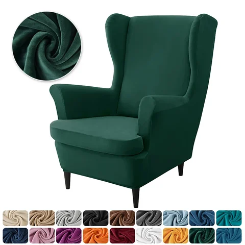 Cubiertas de silla de ala de terciopelo cubierta del sillón de ala elástica con cubierta de cojín de asiento sofá slip ever slip couns
