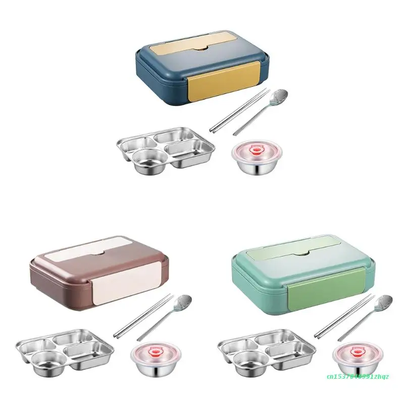 

304 Stainless Steel Lunch Box Insulated Lunch Box Set Student Dormitory Work Microwave Oven Four Compartment Lunch Boxes