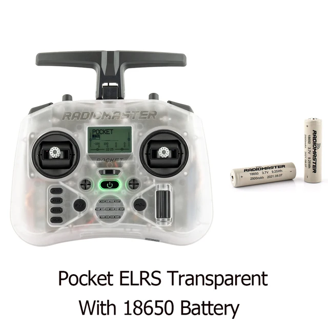 Radiomaster Pocket ELRS 2.4Ghz Transparent + 18650 batteries