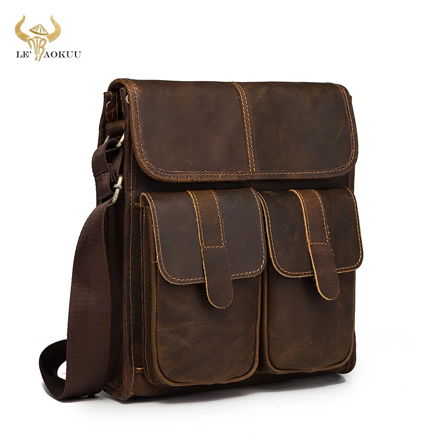 

New Fashion Quality Leather Multifunction Male Casual messenger bag Satchel cowhide 10" Cross-body Shoulder bag For Men 009-db