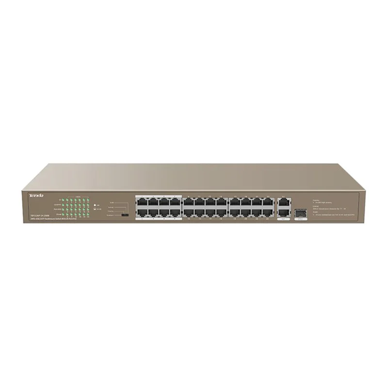 

Tenda TEF1126P-24-250W 24FE PoE 2GE 1SFP Rackmount Ethernet Switch