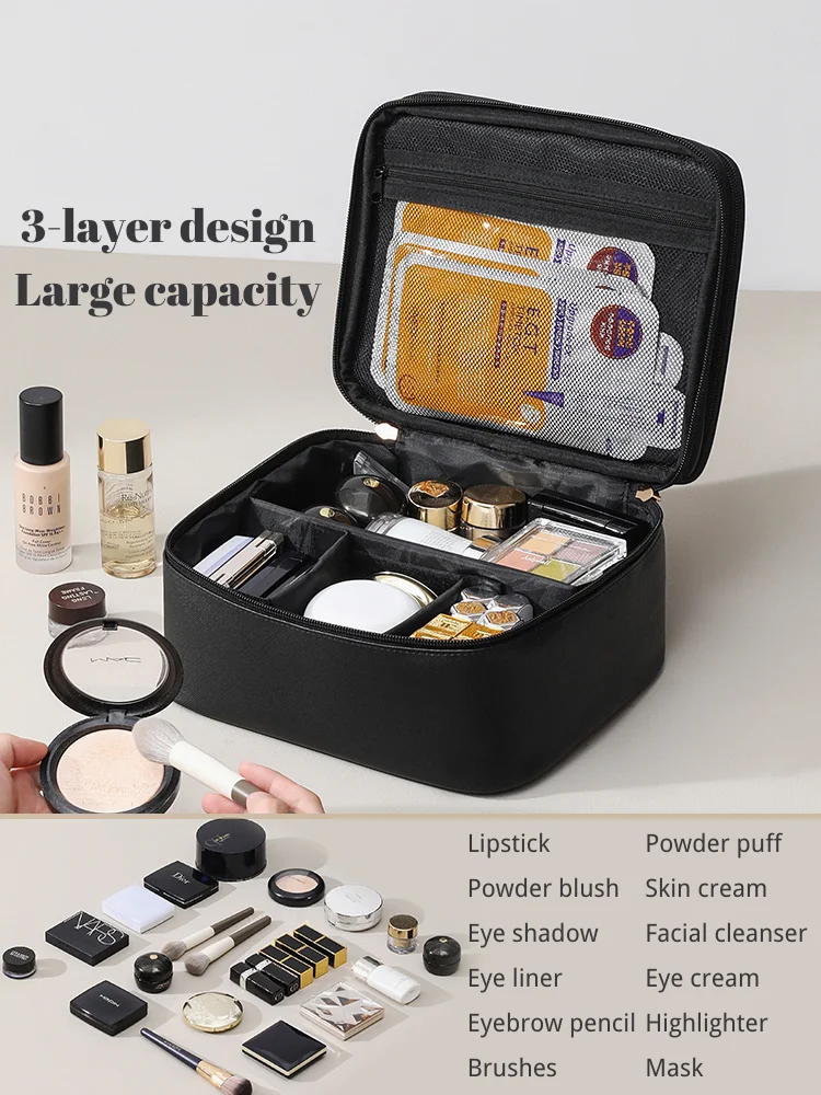 

Makeup Bag Cosmetic Bag for Women Cosmetic Travel Makeup Organizer Large Travel Toiletry Bag for Girls Brush Bags with Dividers