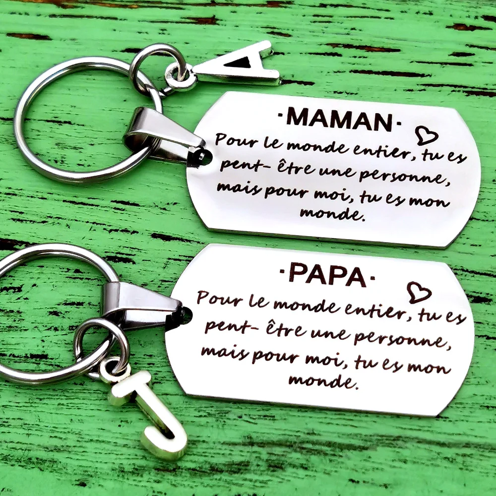 French Parent Gifts Mom Dad Keychain Gifts for Thanksgiving Father's Day Mother's Day Christmas Gifts for Mom and Dad
