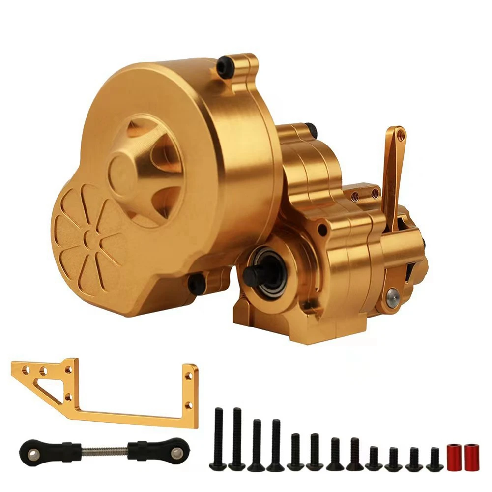 

Металлическая коробка передач с коробкой передач с рычагом 1 скорость для радиоуправляемого гусеничного автомобиля 1/10 Axial SCX10 AX10 Wraith, желтая