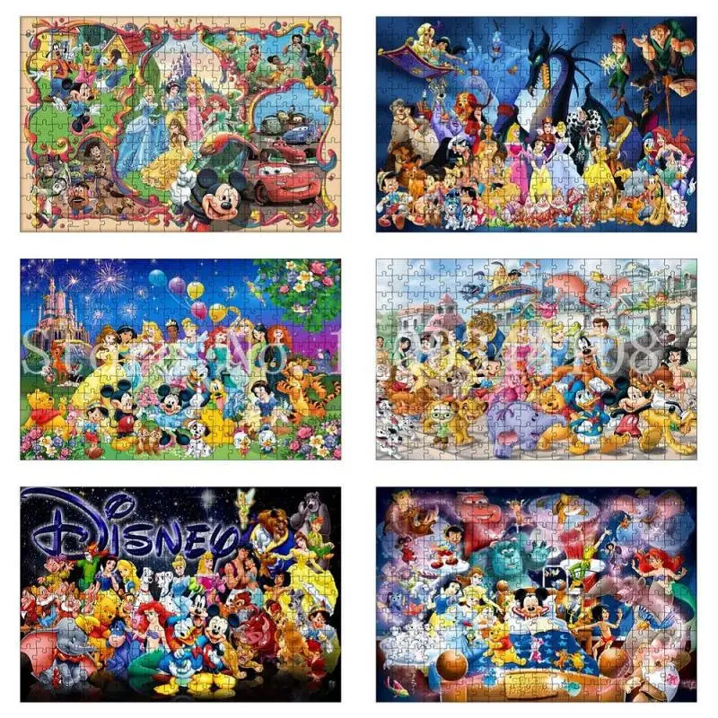 

300/500/1000 Pieces Puzzle for Adults Teens Child Brain Challenge Game Disney Cartoon Characters Educational Jigsaw Puzzles Toys