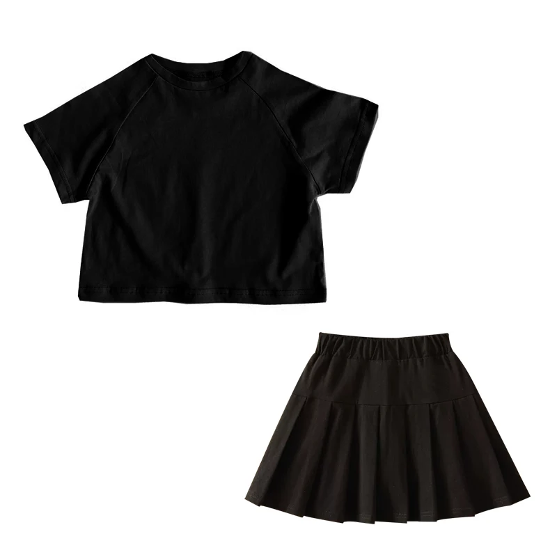 

Летняя черная футболка с коротким рукавом и юбка для девочек NIGO # nigo31635