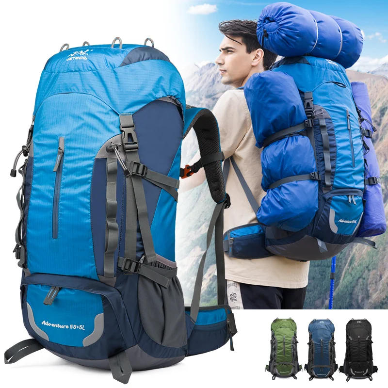 60L Large Camping Backpack Travel Bag Men's Women Hiking Shoulder Bags Outdoor Climbing Trekking Men Traveling Bag