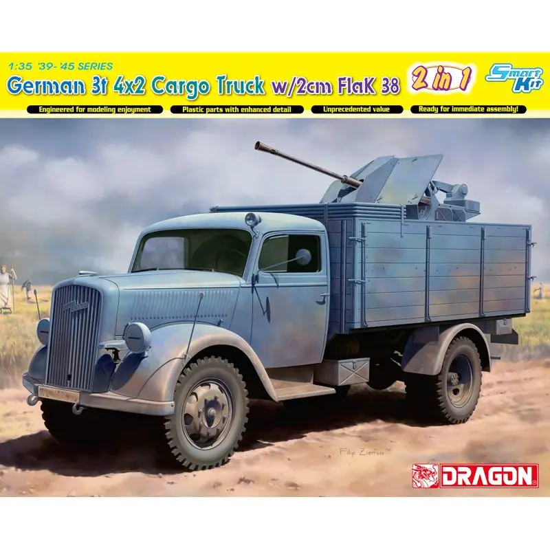 

DRAGON 6828 1/35 German 3t 4x2 Truck w/2cm FlaK 38 - Scale Model Kit