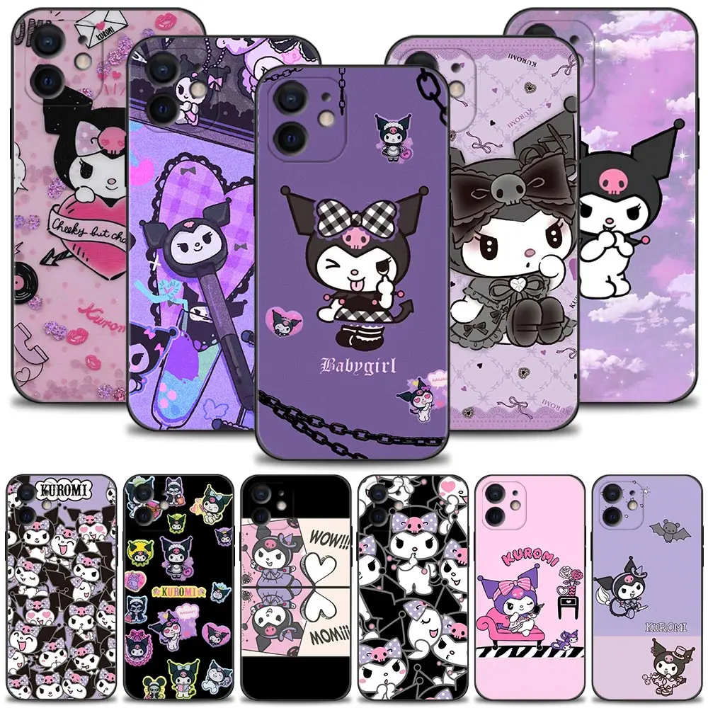 Чехол для телефона с клубничным бантом Kuromi Apple iPhone 13 11 12 Pro Max XR X 8 7 6 6S Plus XS 5 5S 13mini SE |