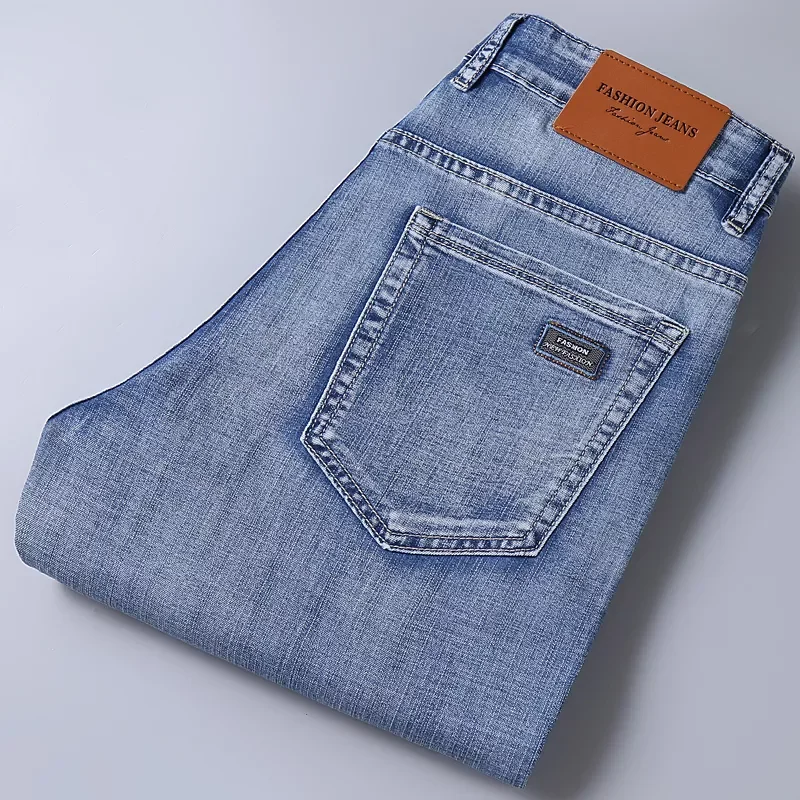 

Мужские эластичные джинсы, синие повседневные зауженные брюки из денима, сезон весна-лето 2022