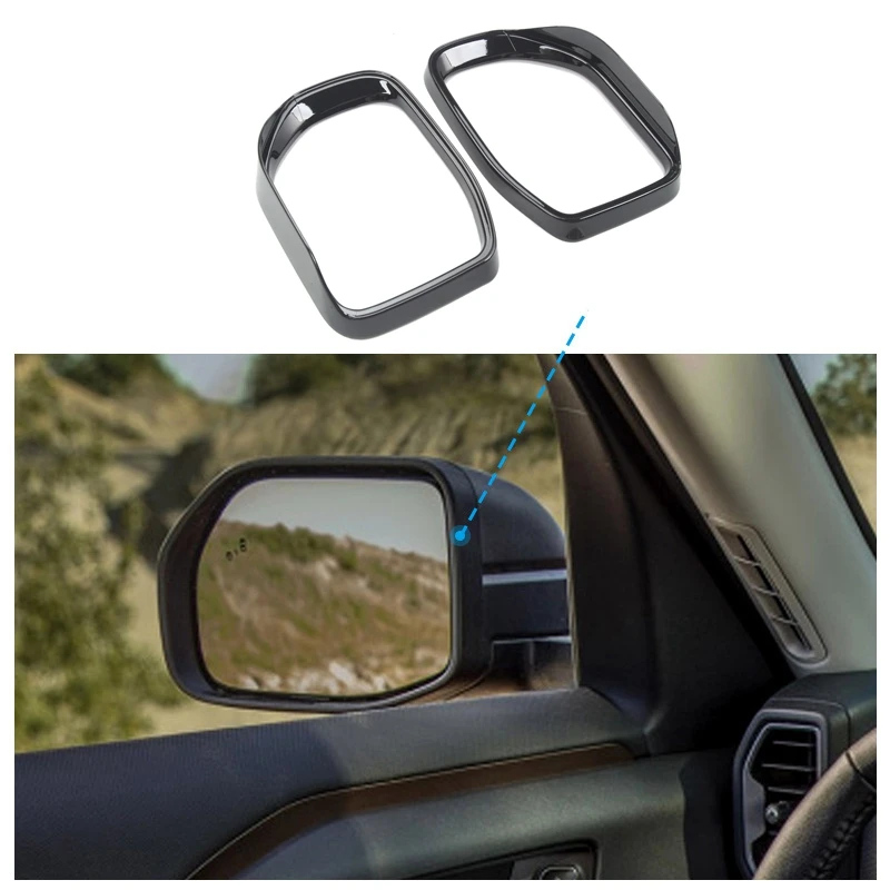 

Rear View Mirror Rain Shield Visors Cover for Ford Bronco 2021 Rearview Mirror Rain Eyebrow Bright Black
